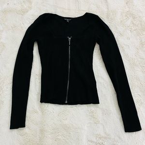 Guess black full zip long sleeve shirt
